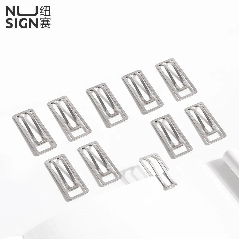 Nusign Note Paper Clip Silvery Color Metal Bookmark Round Binder Clips Office Supplies