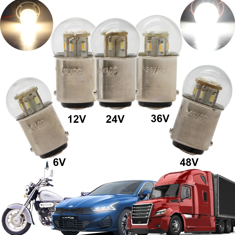 Auto Led Light 1142 BA15D P21D Car Parking Lamp 6V 12V 24V 36V 48V S25 Canbus Truck Brake Turn Signal Bulb 6 12 24 36 V Volt