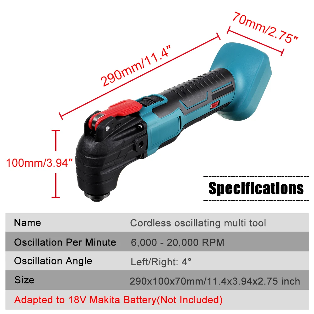 Drillpro Cordless Oscillating Tool Renovator Electric Trimmer Multi-Tools Shovel Cutting Machine for Makita 18V Battery