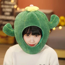 Headdress Selfie Novelty Hood Beanie Plush Party Hat Cactus Green Headgear