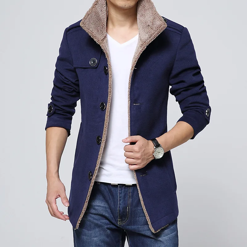 

Winter Jackets Mens Casual Men Blends Fleece Warm Windbreaker Coats Men Jackets Clothing Fashion Bomber Jacket Men Coat Solid