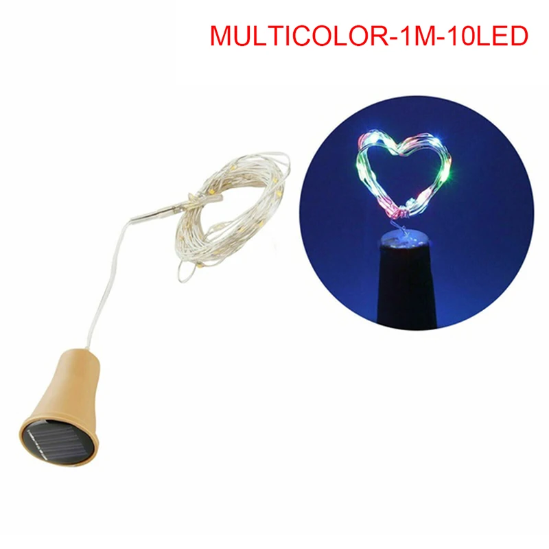 Solar Powered Wine Bottle Cork Festival Outdoor Light Garland Lights Outdoor Fairy Light 1M/2M Shaped LED Copper Wire String