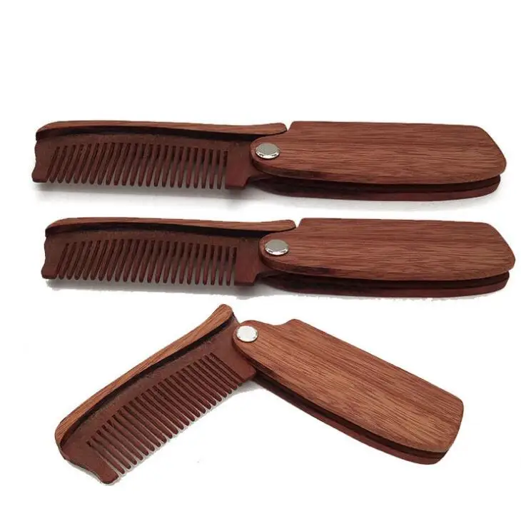 Professional Beard Comb Sandalwood Folding Beard Grooming Tools Comb Men Women Wooden Hair Brushes LX1117