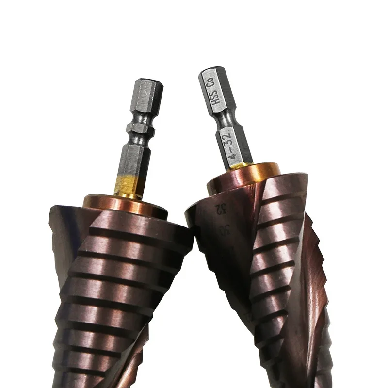 مثقاب خطوة M35 HSS-Cobalt 3-13/4-12/6-24/6-35 لقم حفر فولاذية عالية السرعة لولبية الأخدود مثلث عرقوب الفولاذ المقاوم للصدأ