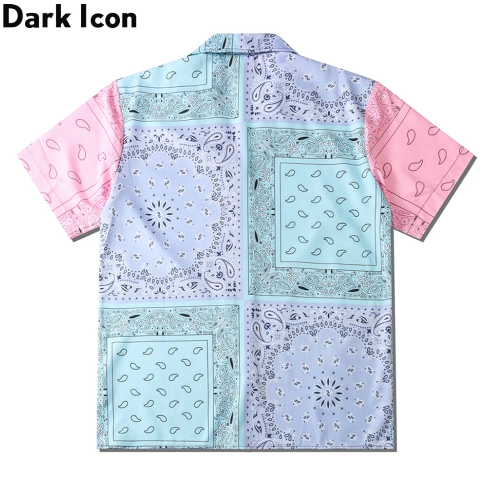 Dark Icon Bandana Patchwork Polo Shirt Men Color Contrast Men\'s Shirts Man Blouse Streetwear Clothing