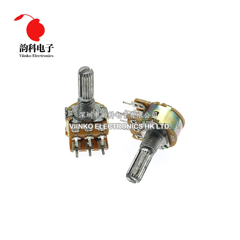 5pcs WH148 B1K B2K B5K B10K B20K B50K B100K B500K 6Pin 20mm Shaft Amplifier Dual Stereo Potentiometer 1K 2K 5K 10K 50K 100K 500K