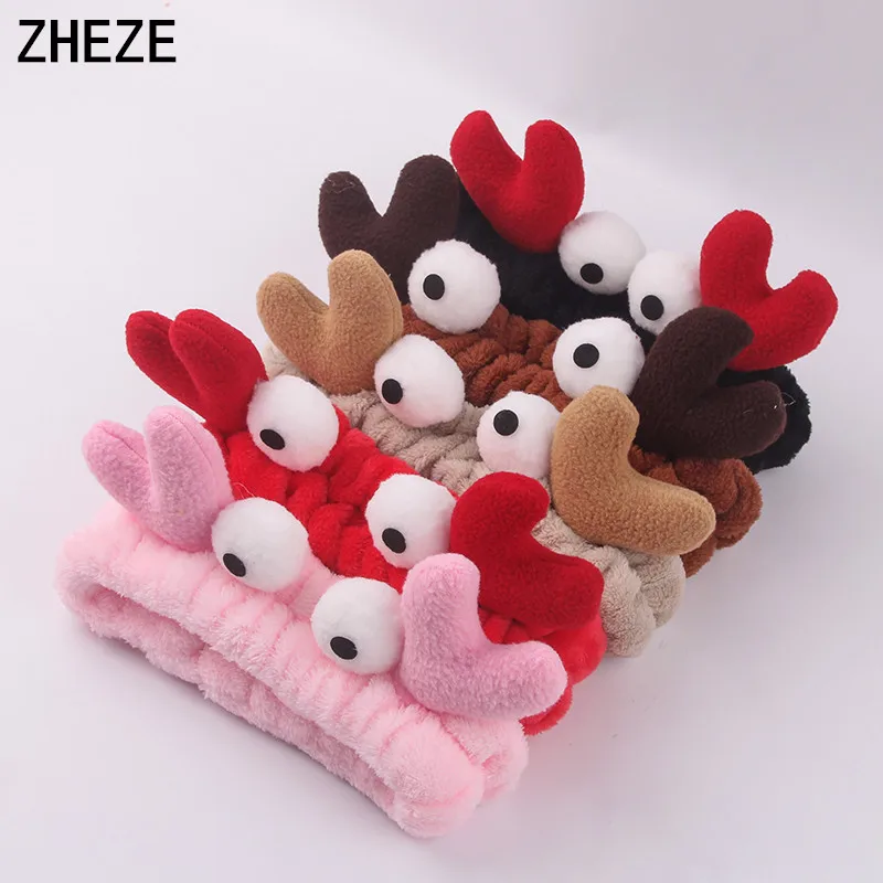 المبيعات الساخنة النساء غسل الوجه ماسك الشعر موضة OMG رسائل حمام ماكياج عقال الفتيات 7 ''القوس المرجان الصوف رباط شعر اكسسوارات #4