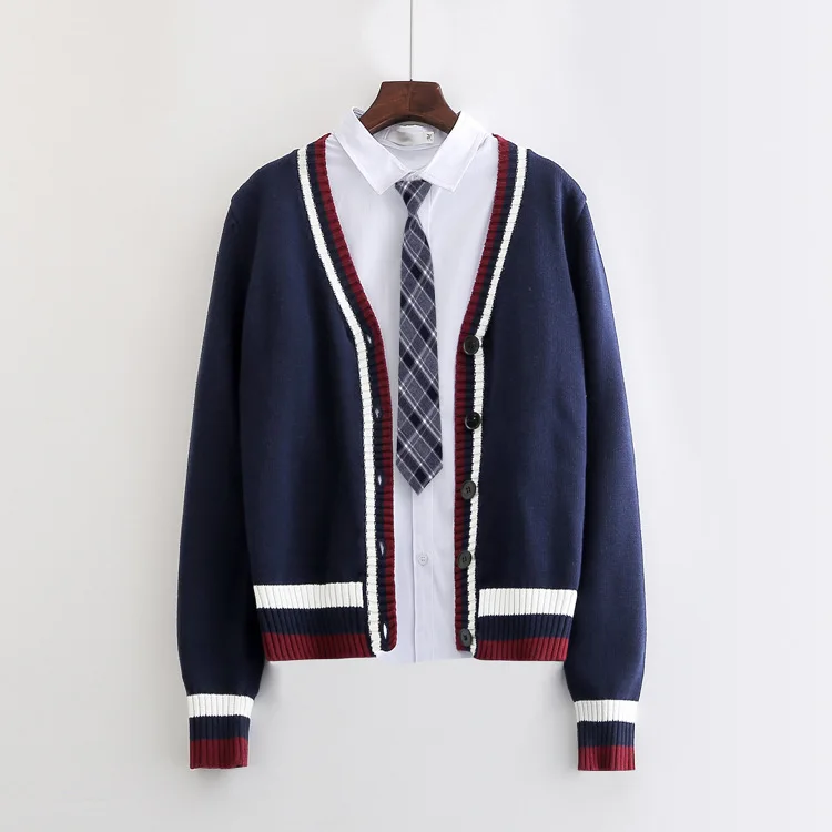 Pull rayé de l'Institut britannique pour hommes et femmes, manteau Aadt, pull grande taille, uniformes scolaires pour garçons et filles, JK