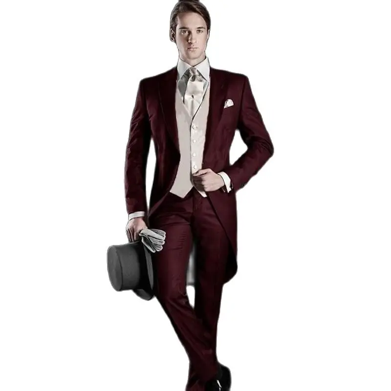 

Customize Morning Style Groom Tuxedos Men Prom Dress Business Suits Coat Waistcoat Trousers Sets (Jacket+Pants+Vest+Tie) K:1300