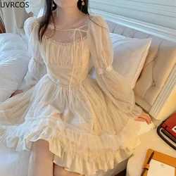 Sweet Cute Kawai Girls Lolita Dress Japanese Harajuku Casual Long Sleeve Sophisticated Dress Women Korean Elegant Princess Dress