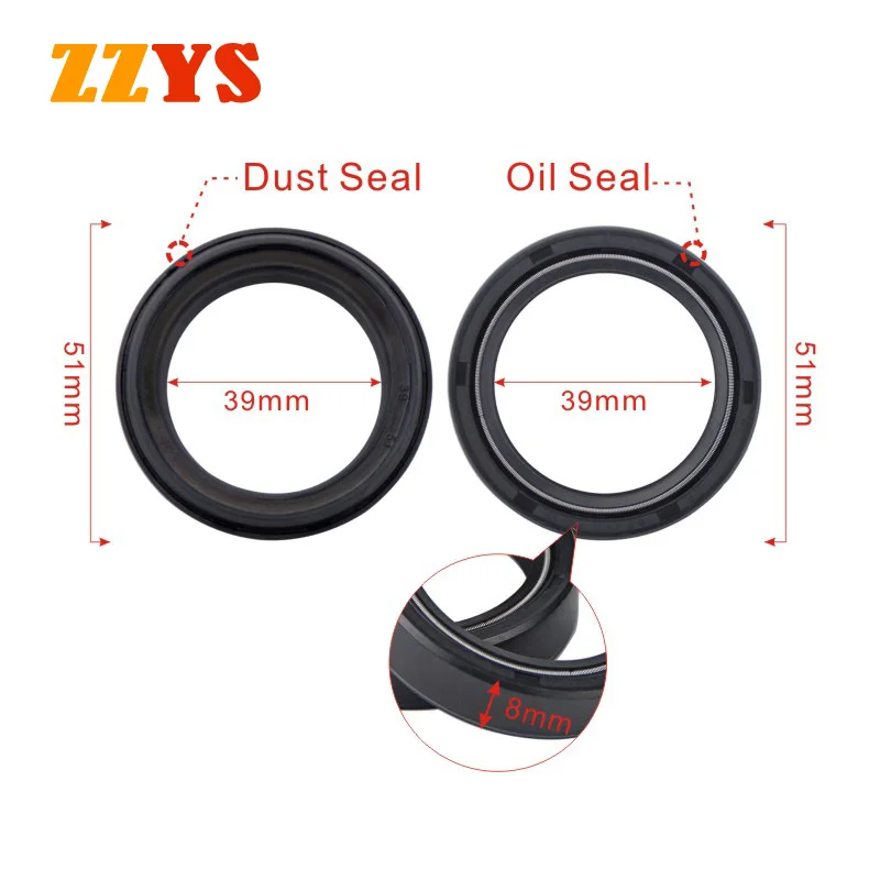 

Motorcycle 39*51*8 Fork Damper Shock Oil Seal Dust Seal For Honda VT 600C VT600C Shadow 1993-2006 NV600 Steed NV400C Steed 39 51