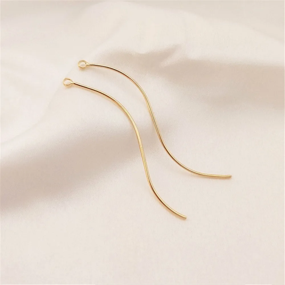 14K Gold Plated Smooth S shape with lifting ring nine needle single ring pendant ear line hanging rod DIY accessories