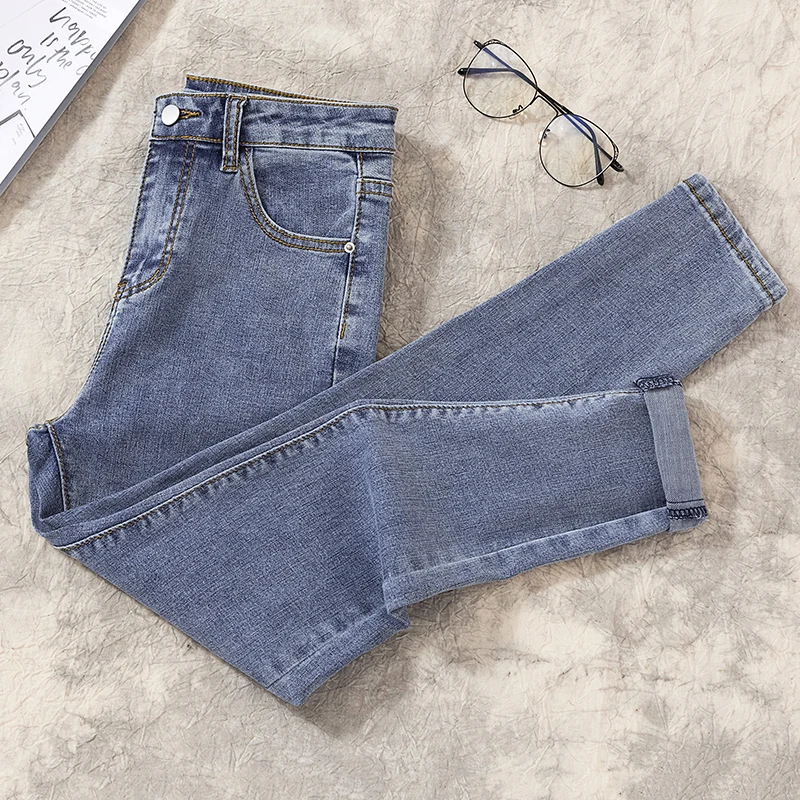 Frau Jeans Jeans hohe Taille blau Vintage Bleistift hose für Frau 2023 Herbst Frühling Jean weiblichen Freund Stil