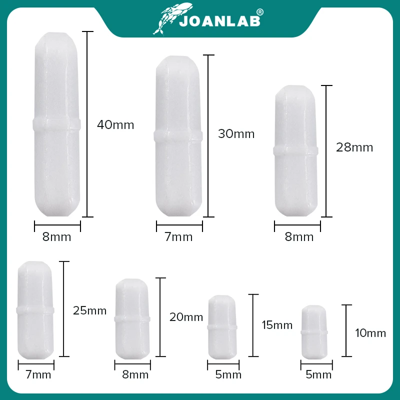 JOANLAB Official Store Magnetic Stirrer Stir Bar Size 15mm 20mm 25mm 28mm 30mm 35mm PTFE Magnetic Stirrer Mixer Stir Bars 10 pcs