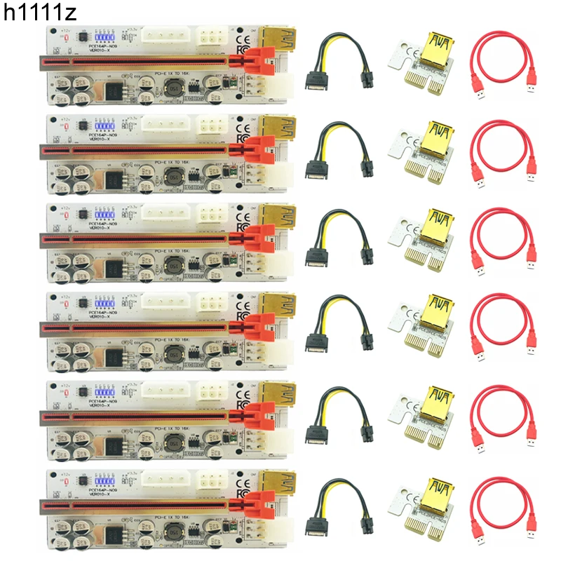 

6PCS PCIE Riser 010 USB3.0 Cable PCI-E X1 Card Riser PCI Express X16 Extender For Video Card Cobo Riser For Bitcoin Miner Mining