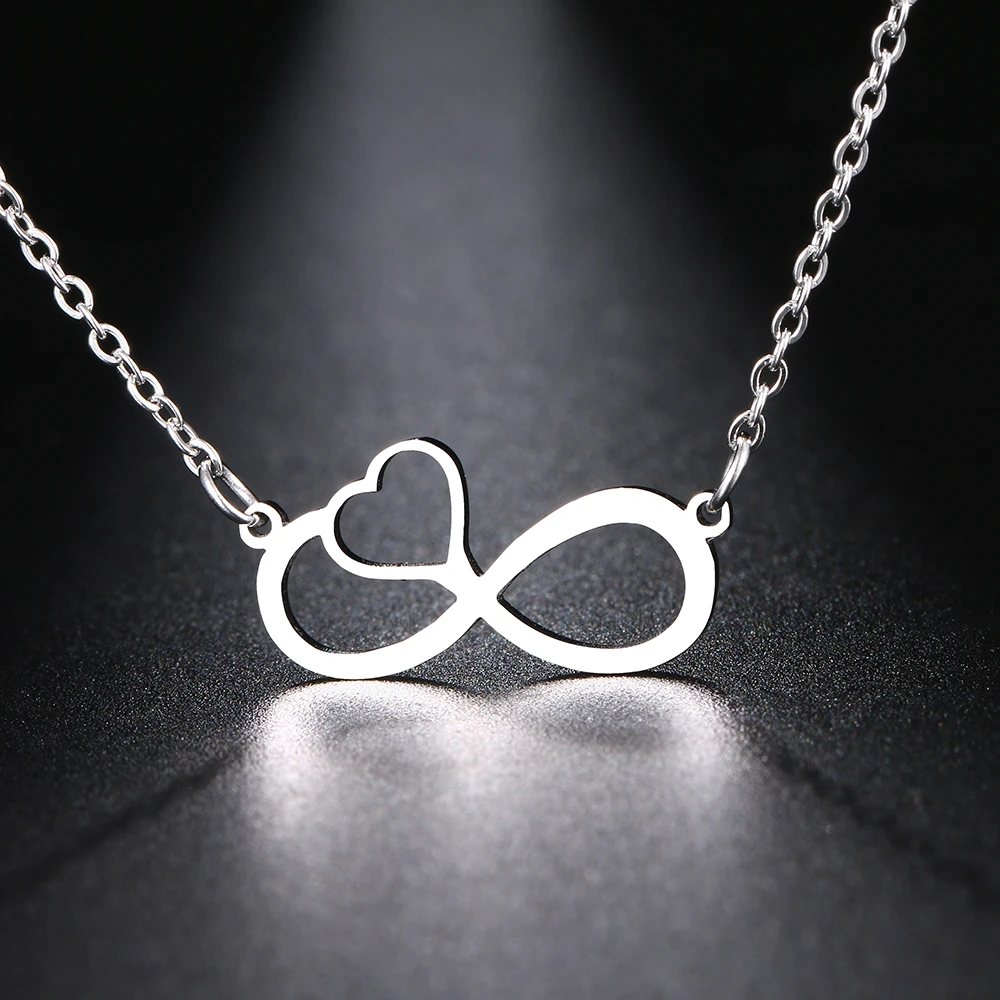 Stainless Steel Necklaces Infinity Symbol Heart Shape Pendant Chain Fashion Necklace For Women Jewelry Party Friends Gifts NEW