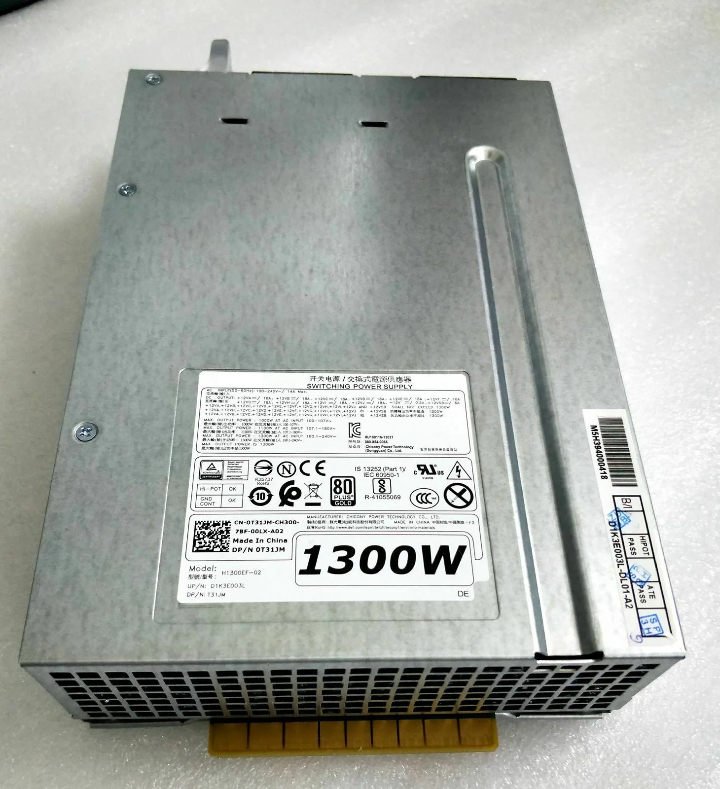 Free Shipping Original 1300W Power Supply PSU For Dell Workstation Server T5810 T7810 T7910 D1300EF-02 H1300EF-02 V5K16 T31JM