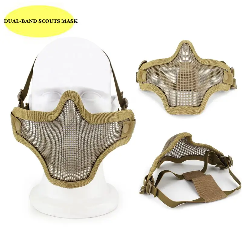 Dual-Band Scouts Mask Metal Mesh Skull Half Face Tactical Paintball Army Hunting Accessories Wagame Lower Face Airsoft Masks