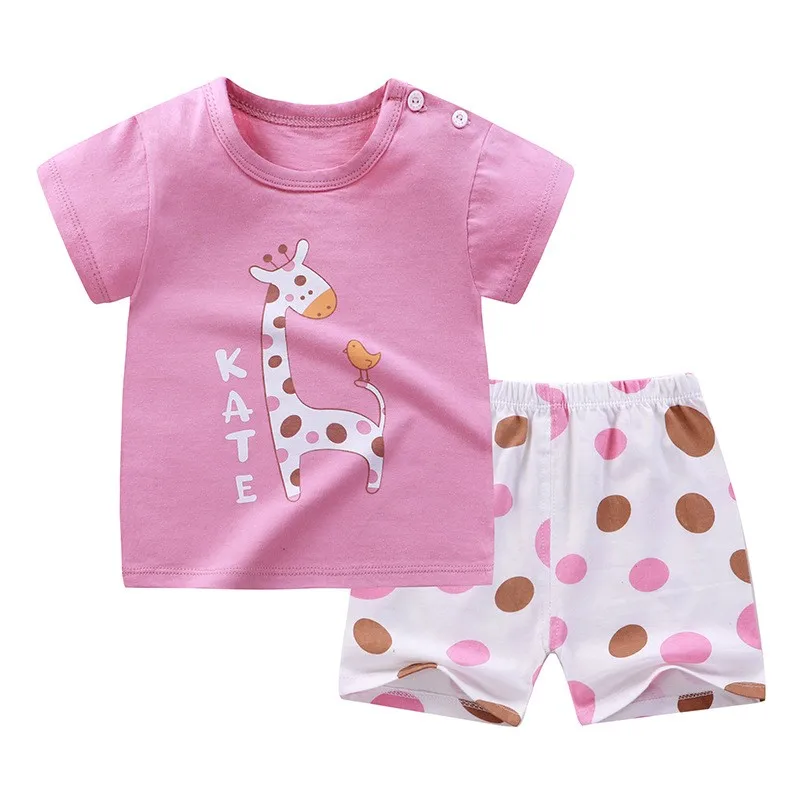 Toddler Baby Girl Clothing Sets Tshirts Pants Suit Kids Short Sleeve For Summer Outfits Baby Children Costume Girls 0-6 Pajamas