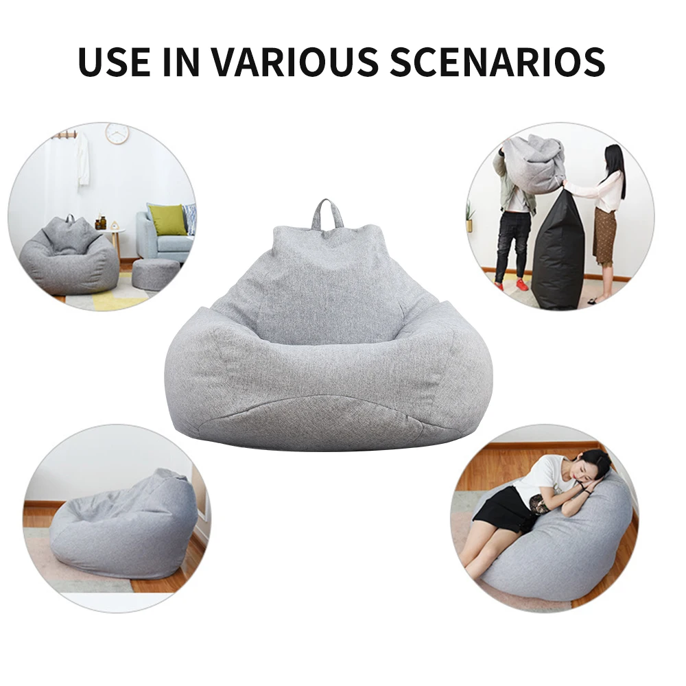 Removable Sofa Filler Lazy Sofa Cover Chairs without Filler Linen Cloth Lounger Seat Bean Bag Pouf Puff Couch Tatami Living Room