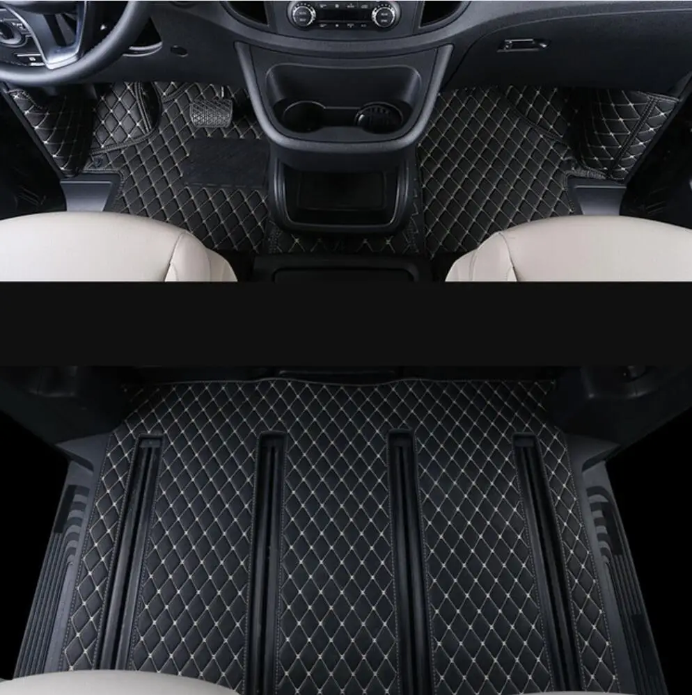 fiber leather car floor mat for mercedes benz v-class Viano Valente Vito Metris w447 2014-2020 2016 2017 2018 2019 accessories