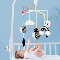 Animal Music Box Black and White Bed Bell Toy Baby Crib Rattles Baby Toys 0-12 Months Infant Clockwork Toy Mobile Newborn Toys