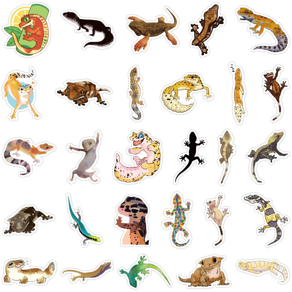 10/30/50PCS Funny Animal Gecko Lizard Stickers For Skateboard Gift Box Bicycle Computer Notebook Car Decal Children\'s Toys F3