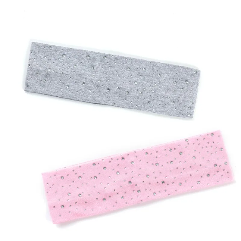 Children Rhinestone Flat Headbands Hair Girl Handmade Kids Elastic Unique Hairbands Dot Headwraps Candy Color Hair Accessories