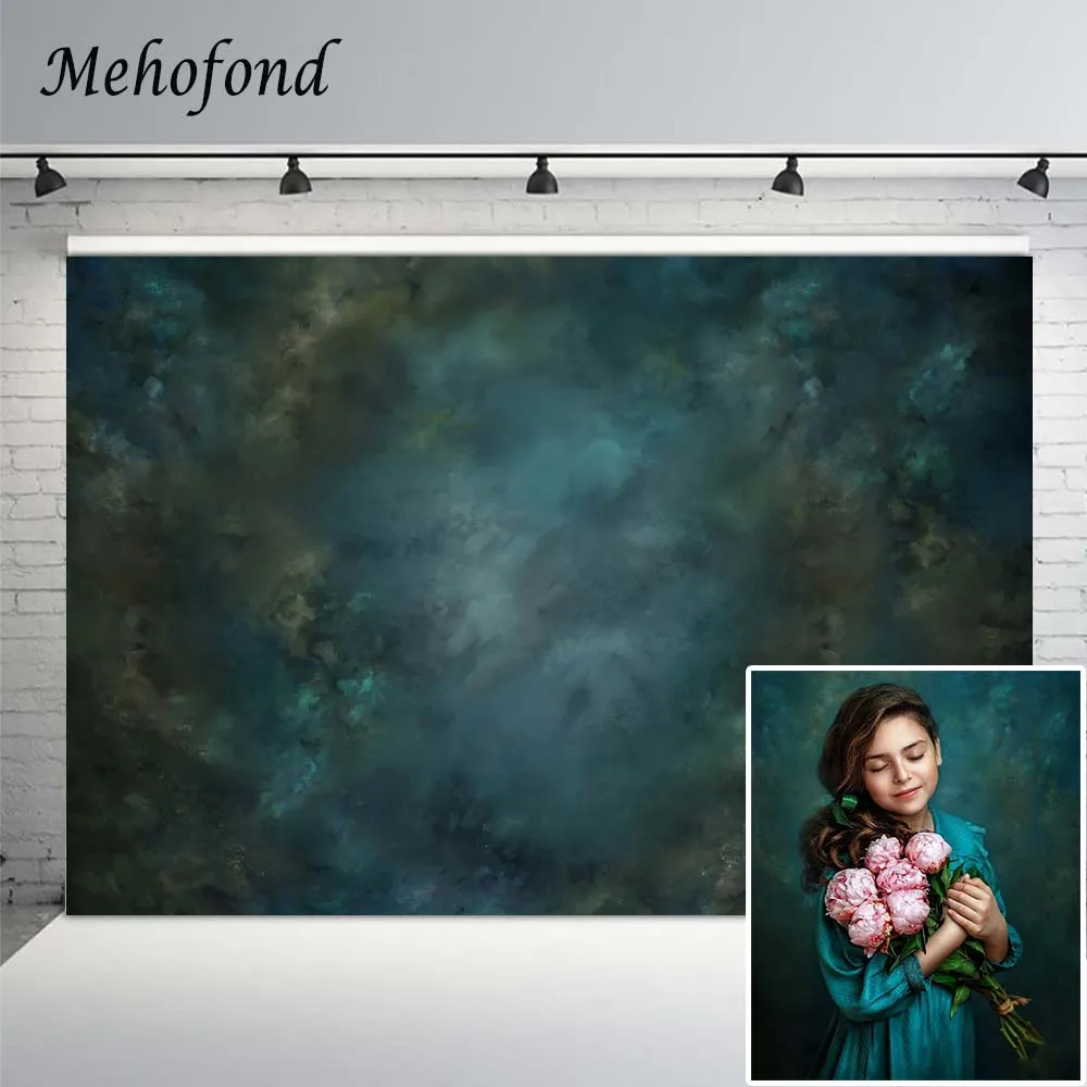 Mehofond Blue Solid Color Portrait Photography Backdrops Abstract Old Master Photocall Children Baby Shower Background Supplies