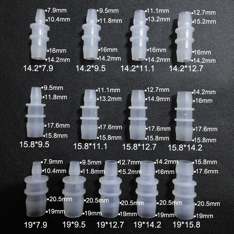 5pcs Reducing couplings / Plastic reducing diameter through joint / two way plastic connector