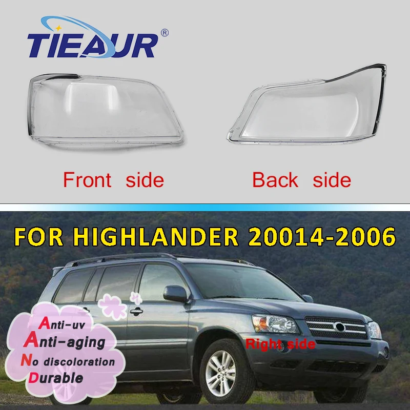 

Headlamp Headlight Case Transparent Glass Lens Cover for Highlander 2004-2006 Clear Shell-Cover Lampshade Replacement DIY