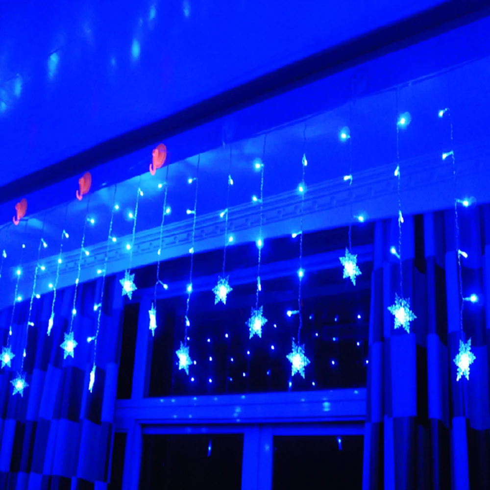 Flocos de neve de natal led string piscando luzes da cortina à prova d30 água ao ar livre festa férias onda luz de fadas conectável d30