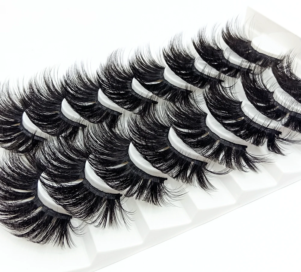 HBZGTLAD 8 Paare 25 mm lange 3D-Nerzwimpern, natürliche, lange, künstliche Wimpern, dramatisches Volumen, falsche Wimpern, Make-up-Verlängerungswimpern – Detail 39