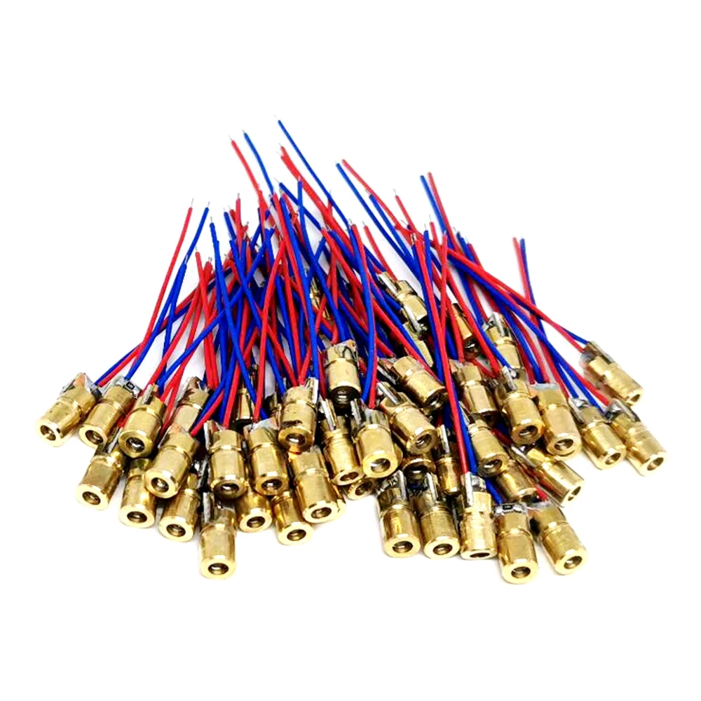 100pcs/lot Mini 1mW 650nm Red Laser Module Dot Diode LED Lights 3V 6x10mm