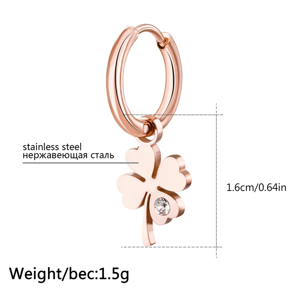 2022 Korean Simple Four Leaf Clover Earrings for Women Silver Plated Hoops Earrings Stainless Steel Jewelry Valentine\'s Day Gift