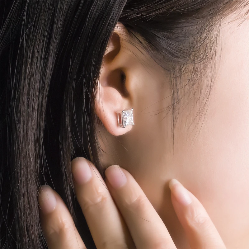 JOVOVASMILE 1pair Real 0.5-1 Carat D Color Moissanite Stud Earrings For Women 100% 925 Sterling Silver Sparkling Wedding Jewelry