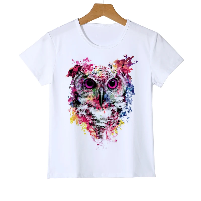 Summer Kids Owl T Shirt New Fashion Kawai Spring Clothing Tops Boys/Girls/Baby Animal Owl Print T-shirt Printed Clothes