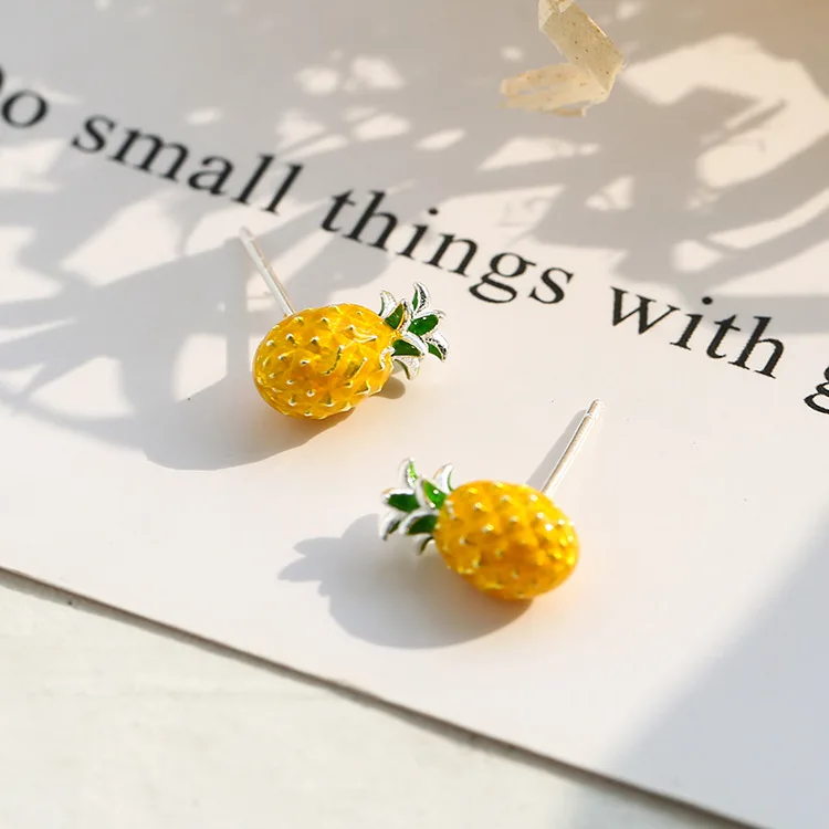 Real 925 Sterling Silver Large pineapple Earrings For Women Ladies Statement Jewelry Korean Earrings Pendientes Brincos