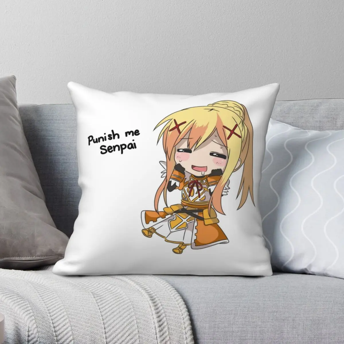 Konosuba Darkness Pillowcase Polyester Linen Velvet Printed Zip Decor Throw Pillow Case Home Cushion Cover Wholesale 45x45