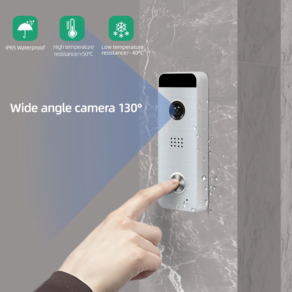 Joytimer Home Tuya Smart Video Intercom System 720P AHD Full Touch Screen Video Door Phone 130° Super Wide-Angle Camera