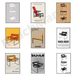 Bauhaus prints, Breuer Wassily chair exhibition poster, minimalist abstract Scandinavian office decoration, gift ideas