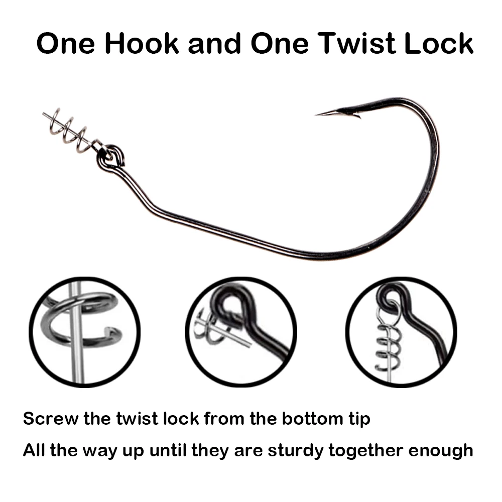 JOHNCOO 20pcs Offset Fishing Hook Carbon Steel Wide Crank Fishhook For Soft Lure Bass Barbed Carp Fishing Tackle Worm Hook