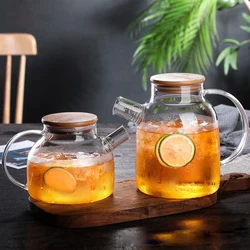 1L/1.8L Heat Resistant Glass Teapot With Lid Pot Thick Transparent Glass Flower Tea Kettle Water Container Tea Pot