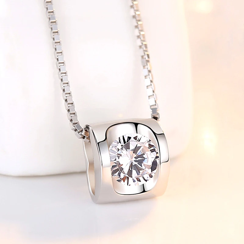 New Fashion 925 Sterling Silver Jewelry Exquisite Zircon Heart Pendant Necklaces Women&Girl Birthday Gift Collarbone Chain Neck