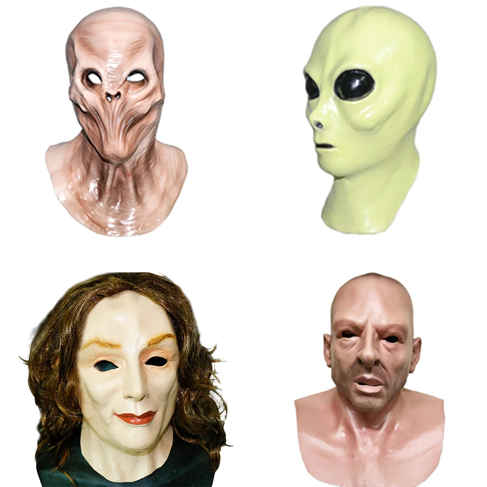 HOT SALE Latex Masks Halloween Party Costume Dress Animal Mask Alien Human Face Masks Horror Zombie Head Mask