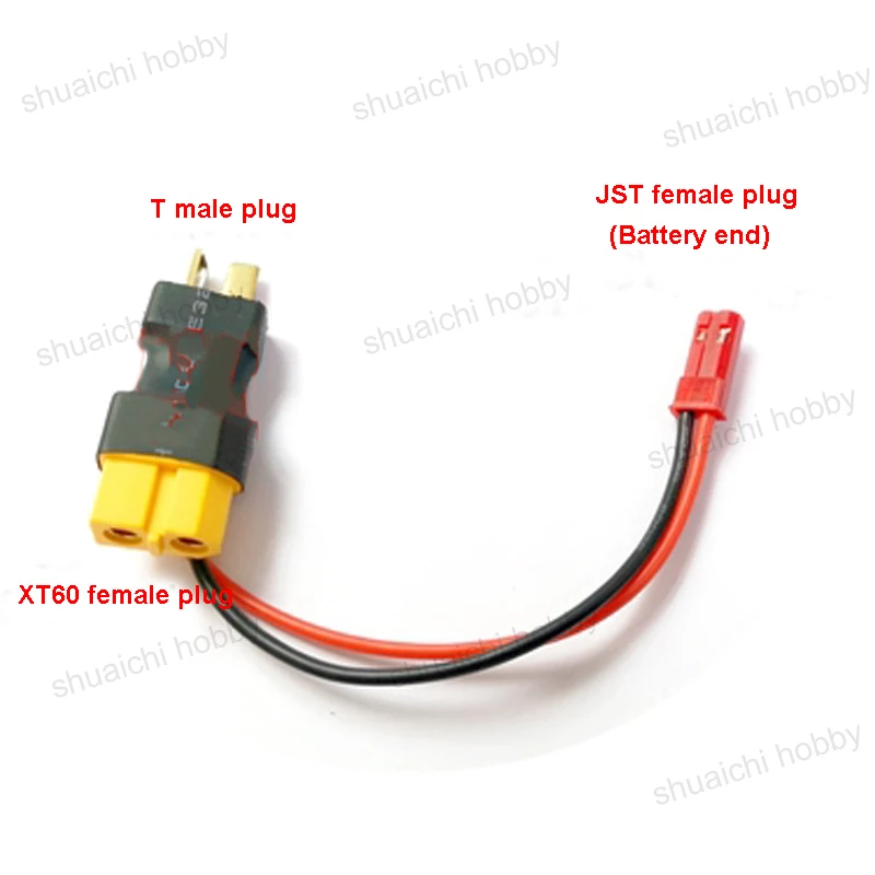 Modelo de barco de juguete XT60/XT90/T, adaptador de enchufe macho a hembra con conector JST, Cable de fuente de alimentación de cardán para Avión RC, 2 piezas