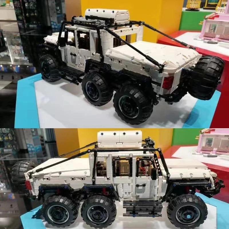 MOYU NEW High-Tech RC Car White 6X6 Off-Road SUV Model Building Blocks MOC Vehicle Suv Car Bricks Educational Toys Kids Gifts