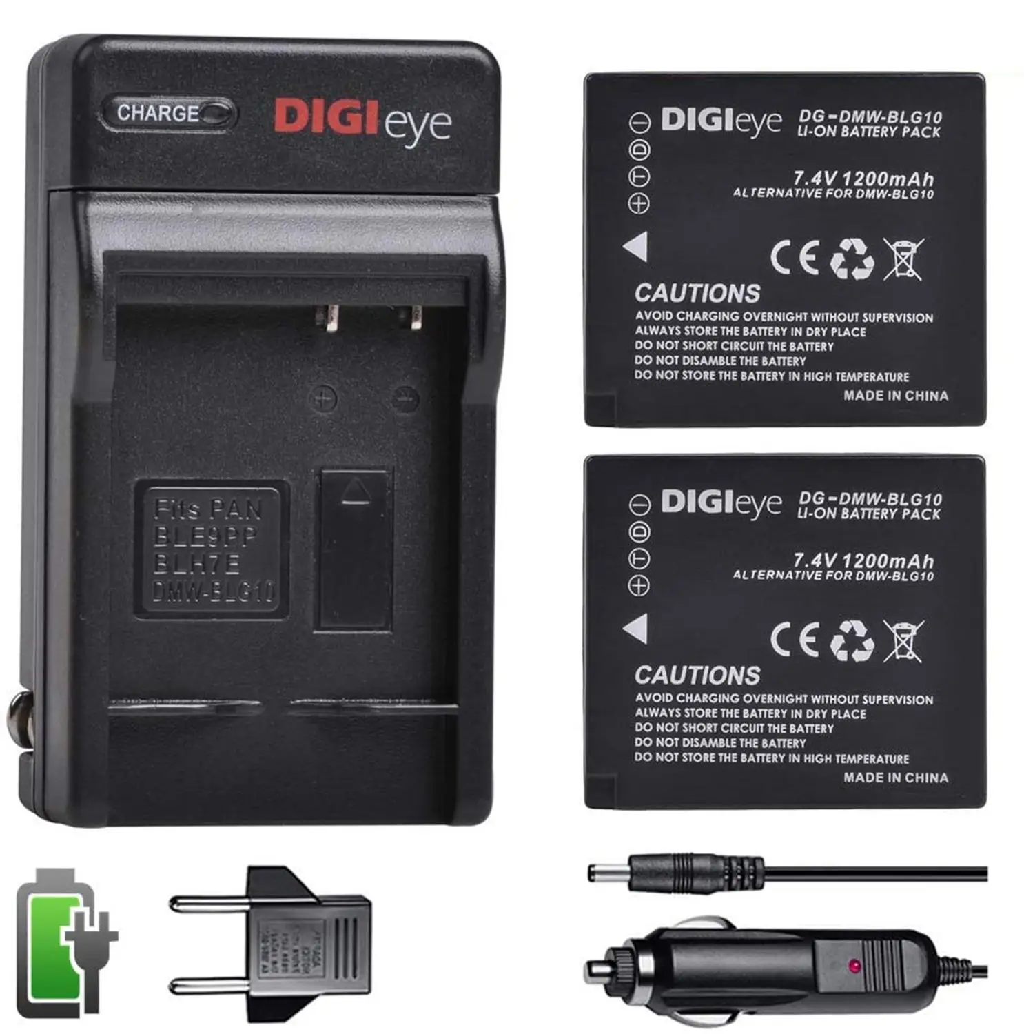 DMW-BLG10 BLE9 Battery + Charger Kit for Panasonic Lumix DMC-GF5 GF6 GX7 DMC-LX100 DMC-GX9 GX85 GX80 ZS200 ZS100 ZS70 ZS60