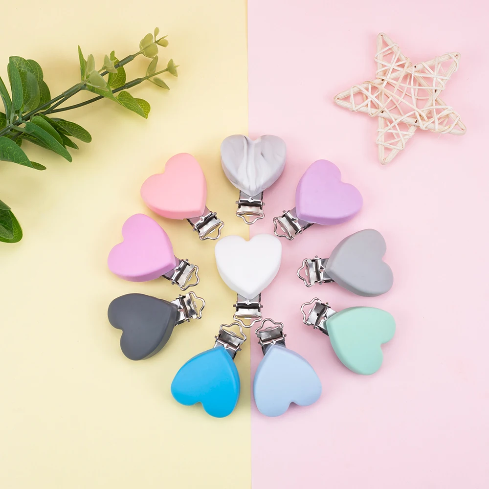 Sunrony 3pcs Heart Shaped Silicone Pacifier Clips For Jewelry Making  DIY Bag Hat Chain Keychain Holder Clamps Jewelry Handmade