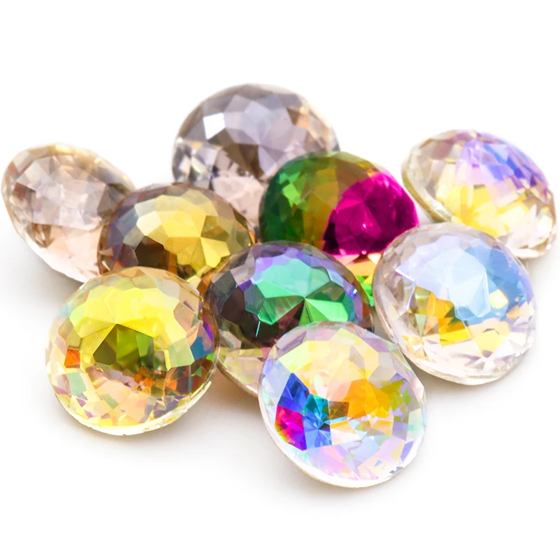 Rivoli Rhinestone Crystal Pointback Gems Crafts Bulk Round Beards for Jewelry Glue Rhinestone Applique for Women Fancy Stone